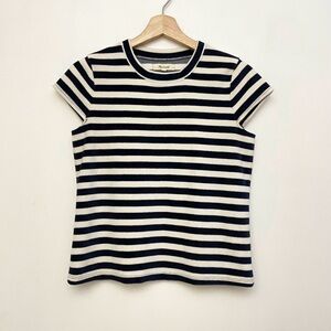 Madewell Striped Velour Cap Sleeve Crewneck T-shirt
